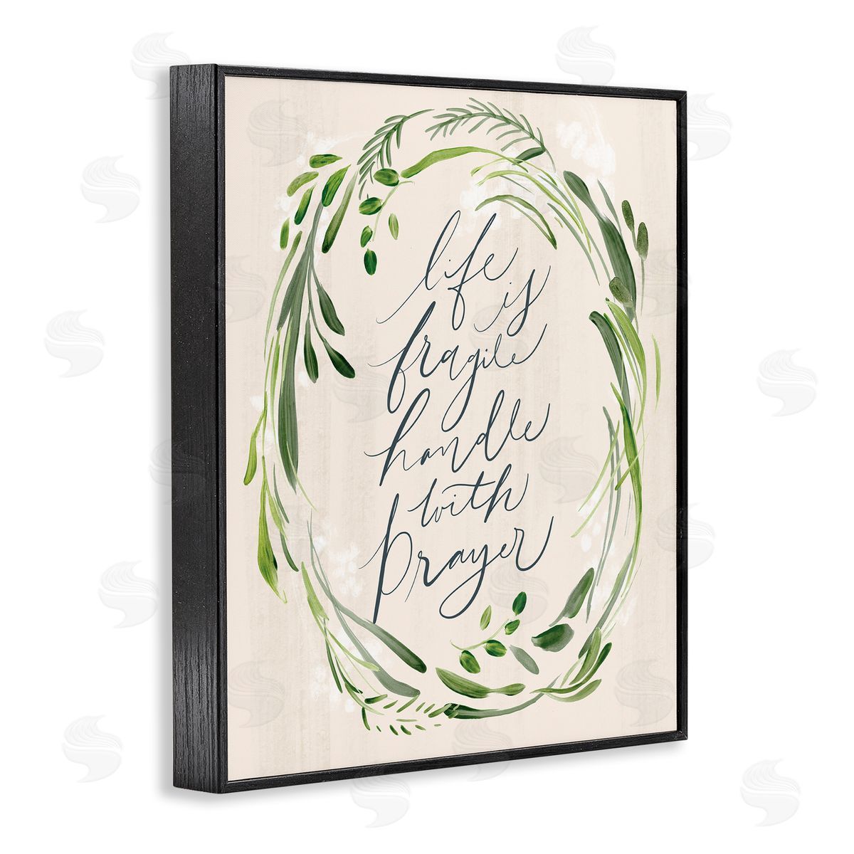 Caverly Smith Religious Prayer Phrase Script Botanical Leaf   Black Framed Giclee Wall Art Print