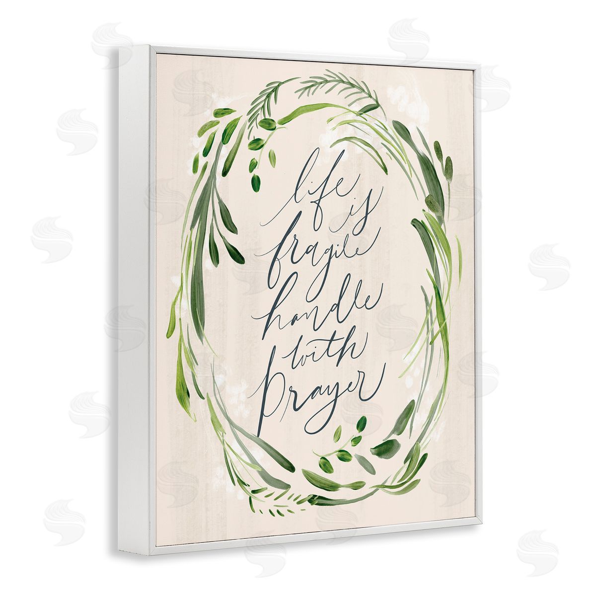 Caverly Smith Religious Prayer Phrase Script Botanical Leaf   White Framed Giclee Wall Art Print