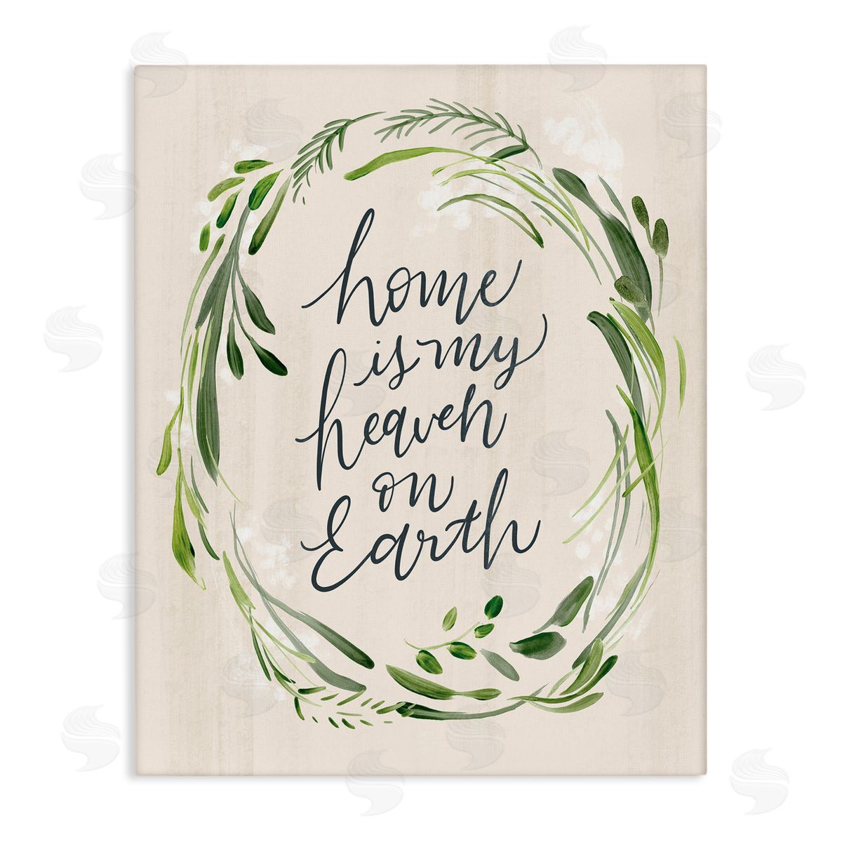 Caverly Smith Heaven On Earth Religious Home Script Calligraphy  Stretched Canvas Wall Art Print