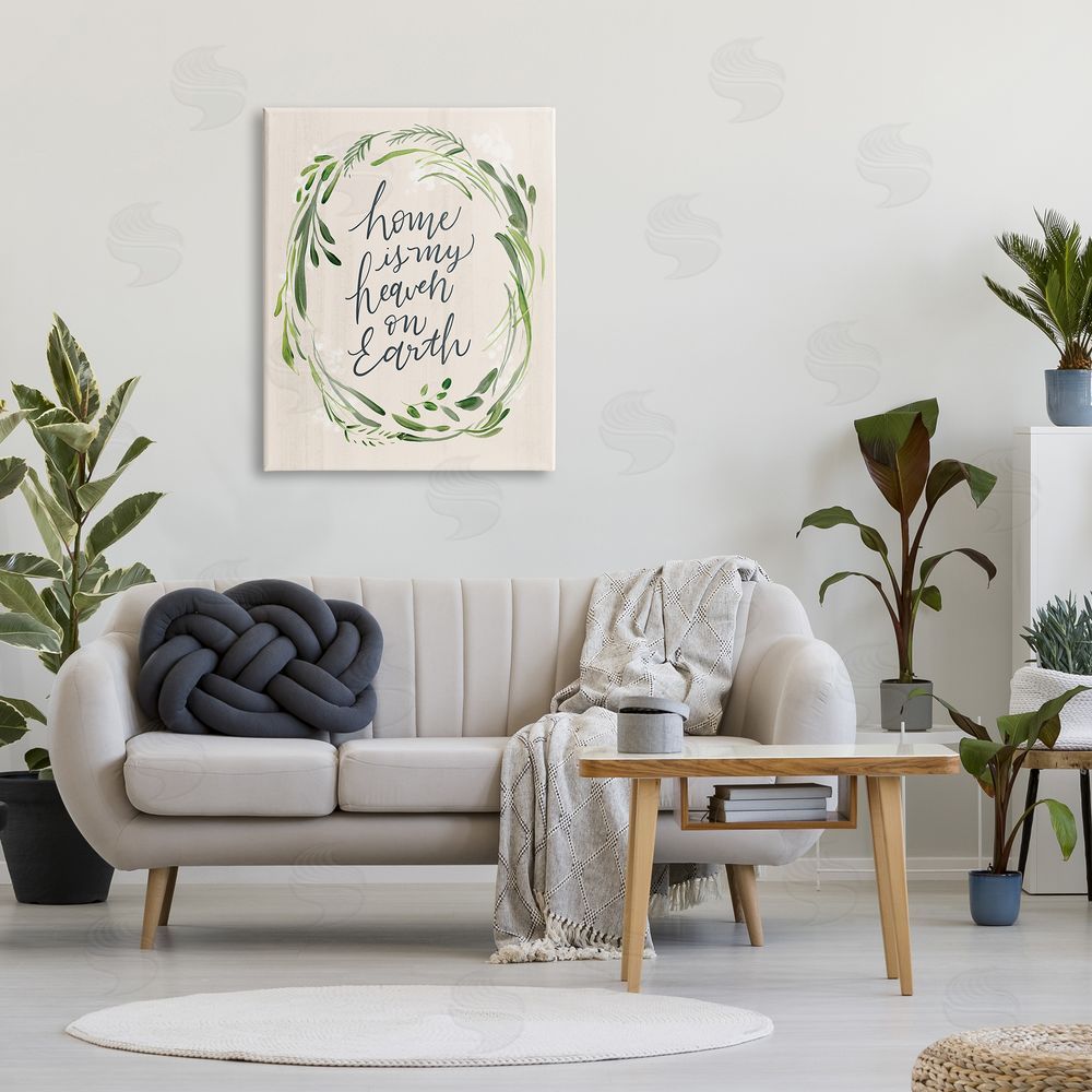 Caverly Smith Heaven On Earth Religious Home Script Calligraphy  Canvas Wall Art Print in Room