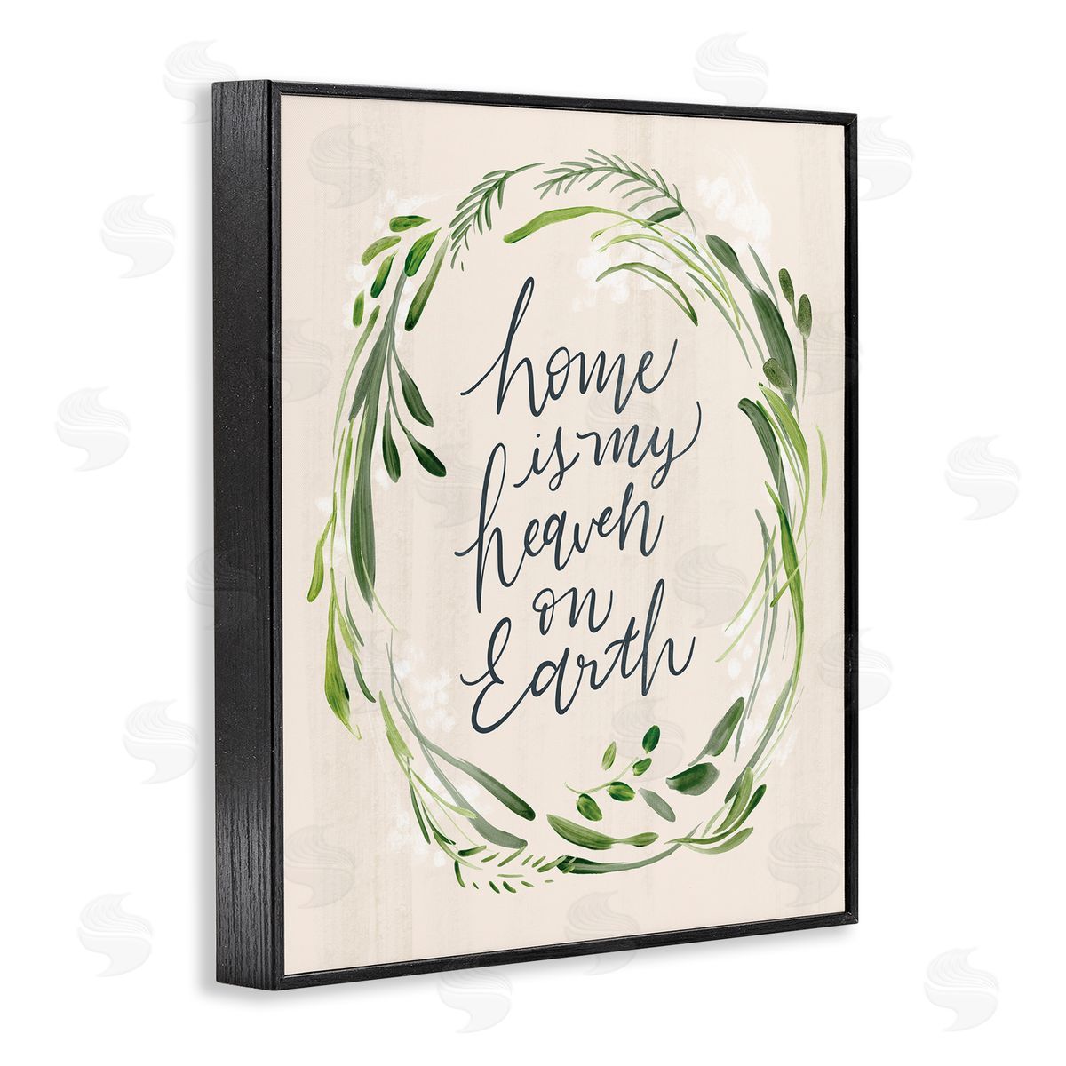 Caverly Smith Heaven On Earth Religious Home Script Calligraphy  Black Framed Giclee Wall Art Print