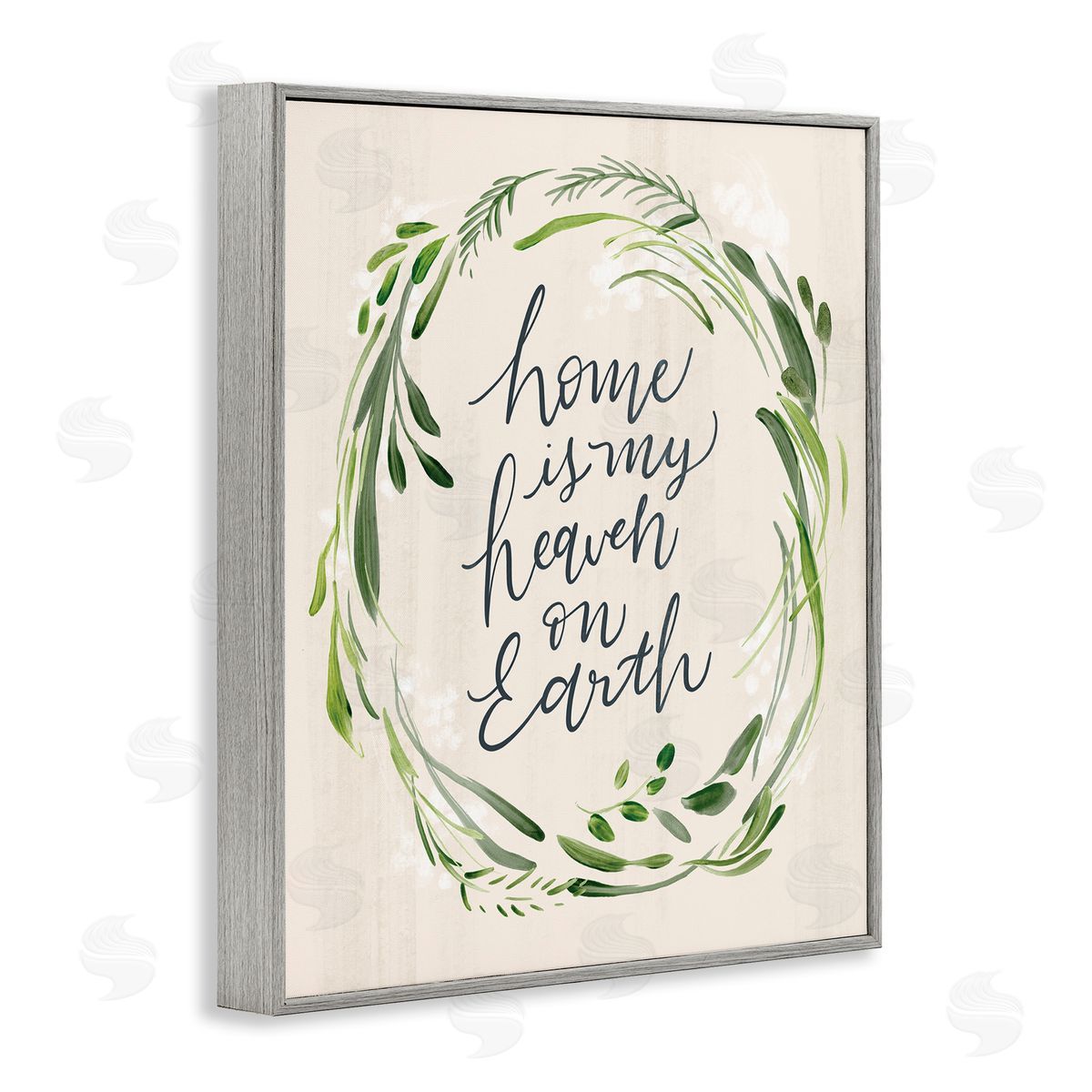 Caverly Smith Heaven On Earth Religious Home Script Calligraphy  Gray Framed Giclee Wall Art Print