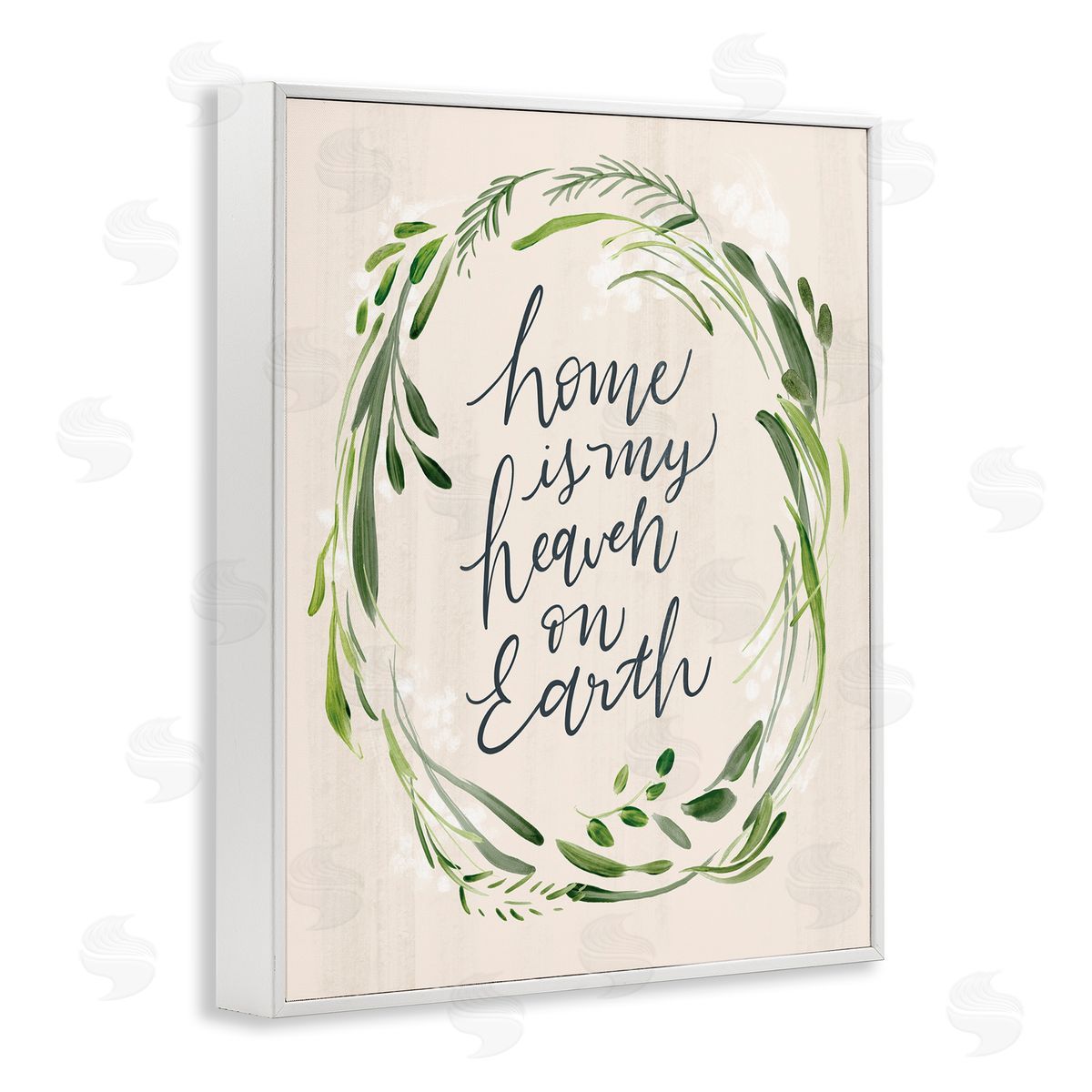 Caverly Smith Heaven On Earth Religious Home Script Calligraphy  White Framed Giclee Wall Art Print