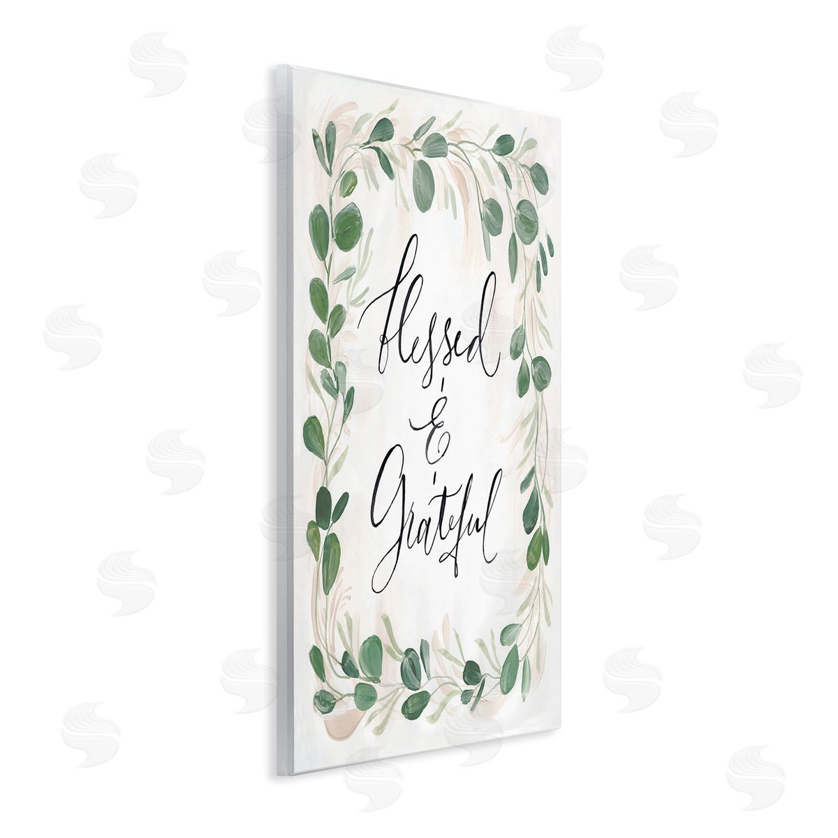 Caverly Smith Blessed & Grateful Botanical Eucalyptus  Calligraphy Wall Plaque Art Print