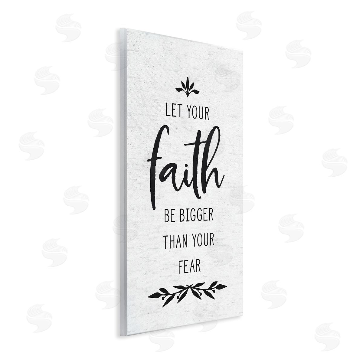 Lettered and Lined Faith Over Fear Rustic Birch Pattern Botanical Wall Plaque Art Print