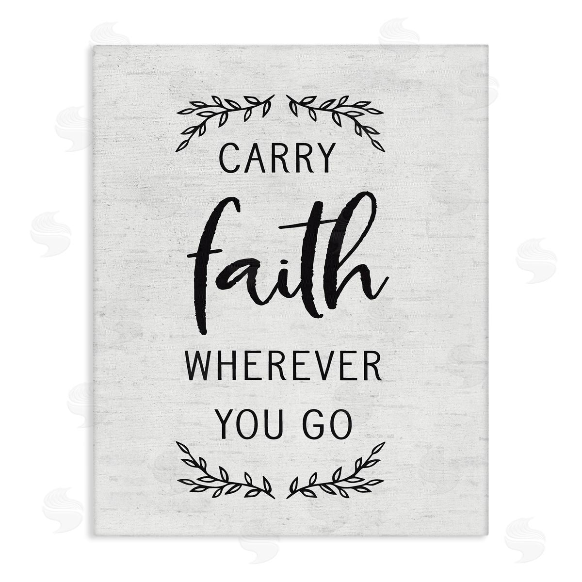 Lettered and Lined Inspirational Faith Quote Religious Rustic Botanicals Stretched Canvas Wall Art Print