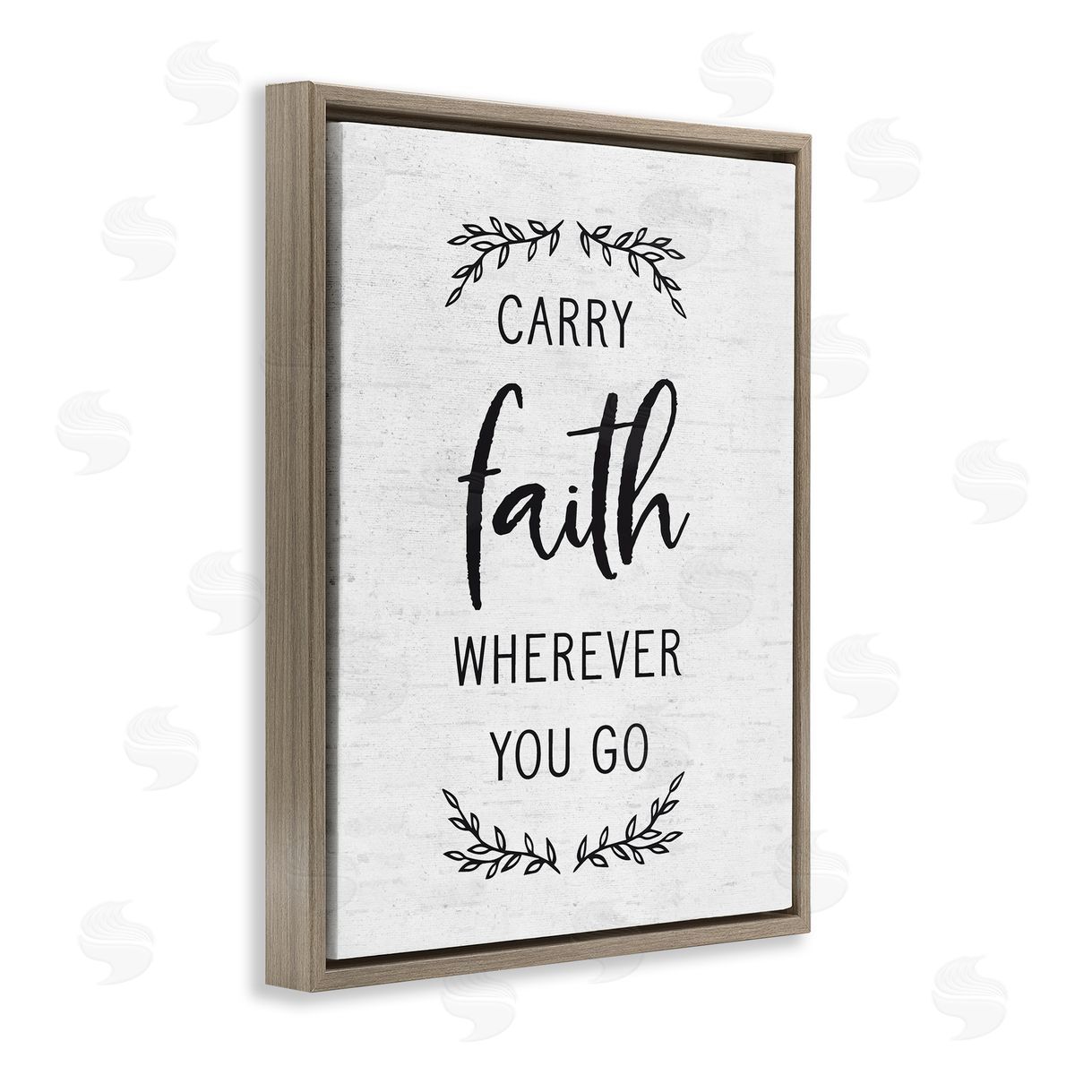 Lettered and Lined Inspirational Faith Quote Religious Rustic Botanicals Brown Floating Frame Canvas Wall Art Print