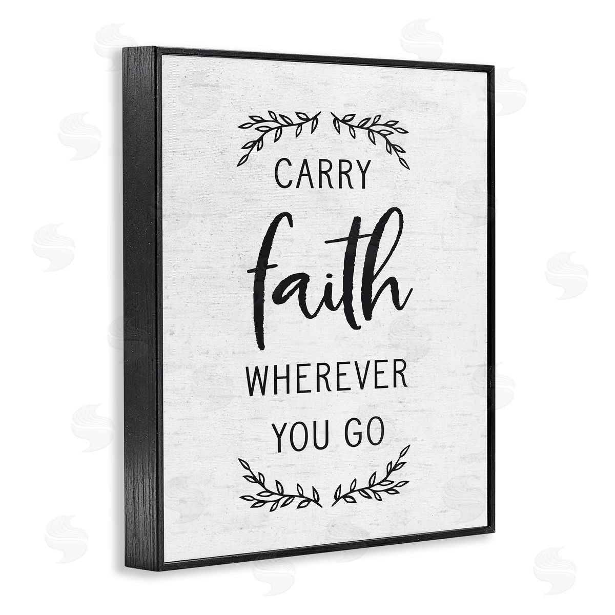 Lettered and Lined Inspirational Faith Quote Religious Rustic Botanicals Black Framed Giclee Wall Art Print
