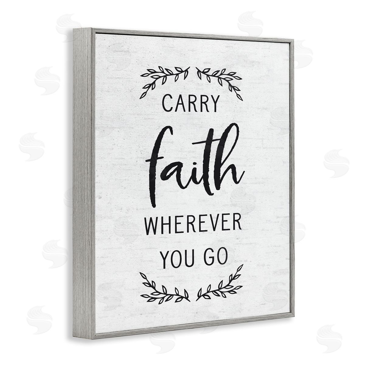 Lettered and Lined Inspirational Faith Quote Religious Rustic Botanicals Gray Framed Giclee Wall Art Print