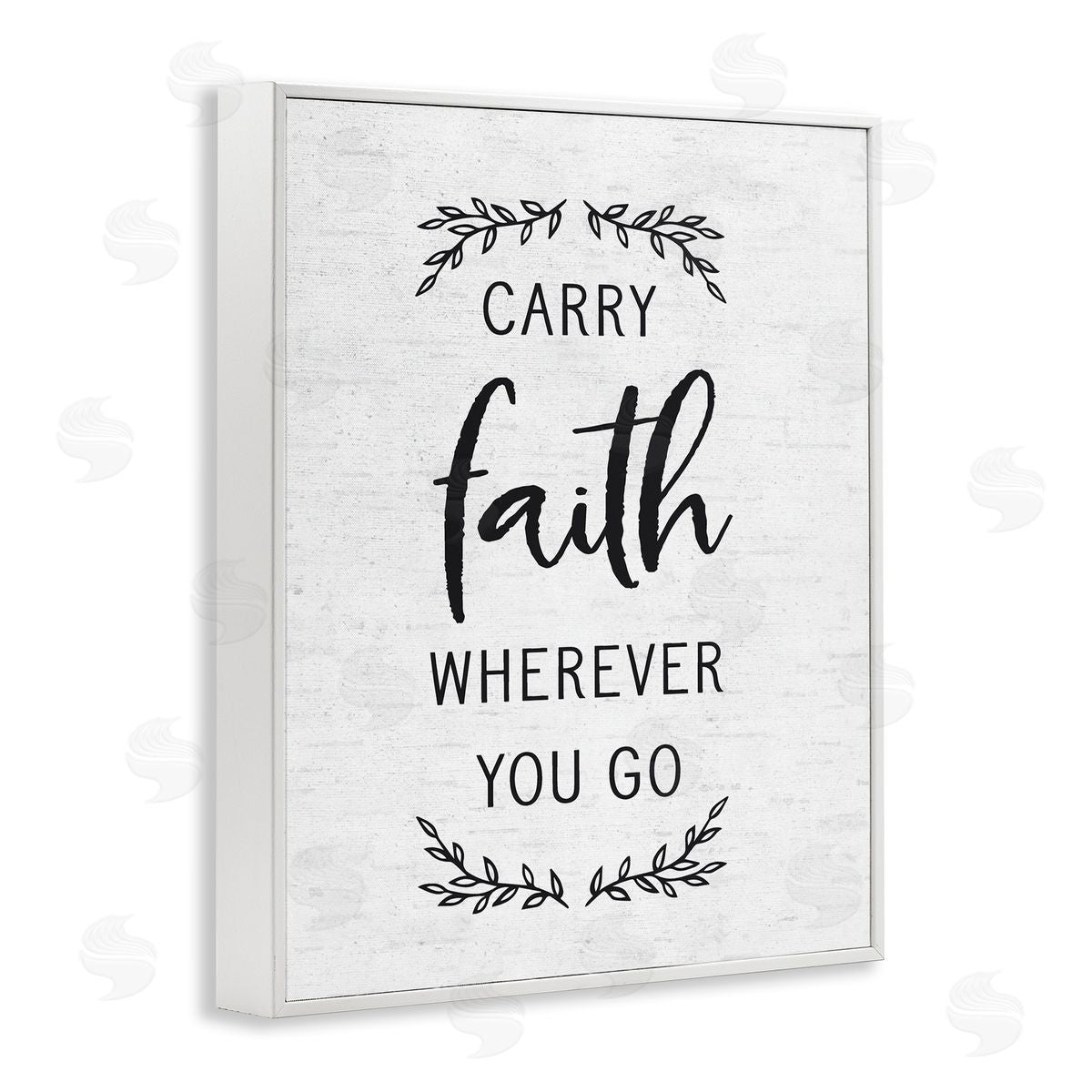 Lettered and Lined Inspirational Faith Quote Religious Rustic Botanicals White Framed Giclee Wall Art Print