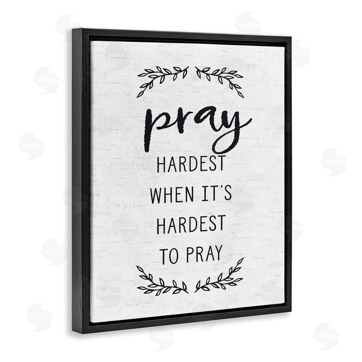 Lettered and Lined Spiritual Prayer Uplifting Religious Quote Rustic Botanicals Black Floating Frame Canvas Wall Art Print