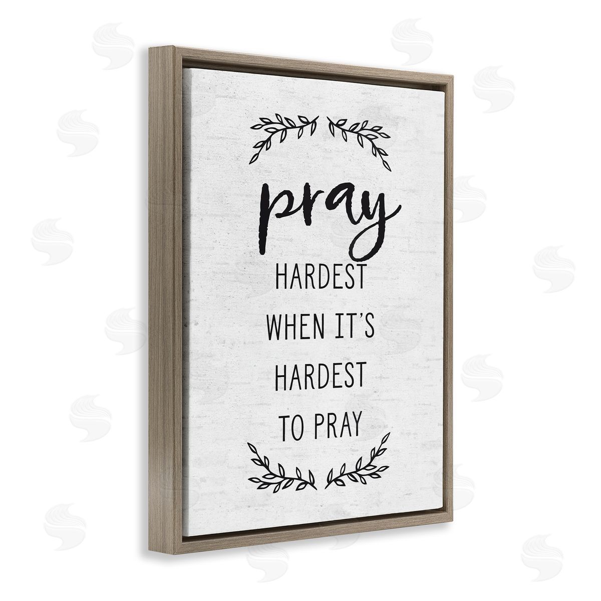Lettered and Lined Spiritual Prayer Uplifting Religious Quote Rustic Botanicals Brown Floating Frame Canvas Wall Art Print
