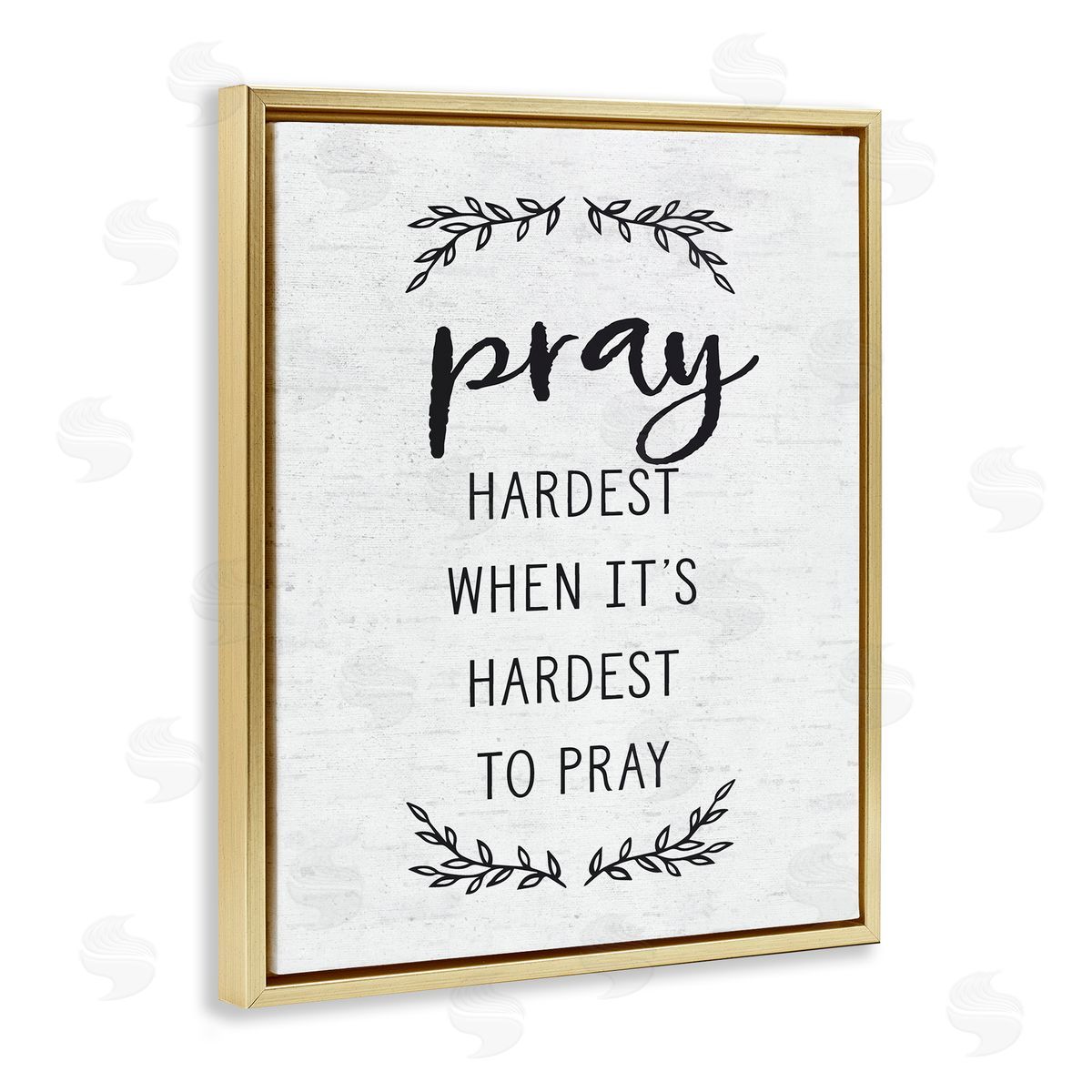 Lettered and Lined Spiritual Prayer Uplifting Religious Quote Rustic Botanicals Gold Floating Frame Canvas Wall Art Print