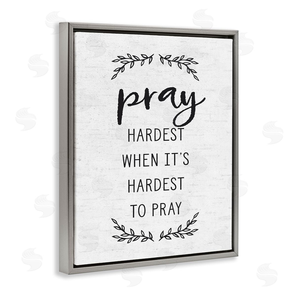 Lettered and Lined Spiritual Prayer Uplifting Religious Quote Rustic Botanicals Gray Floating Frame Canvas Wall Art Print