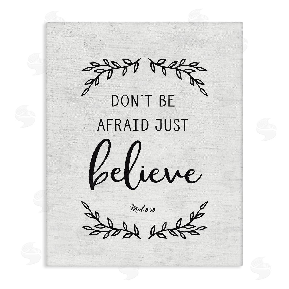 Lettered and Lined Encouraging Scripture Verse Quote Casual Leaf Sprigs Stretched Canvas Wall Art Print
