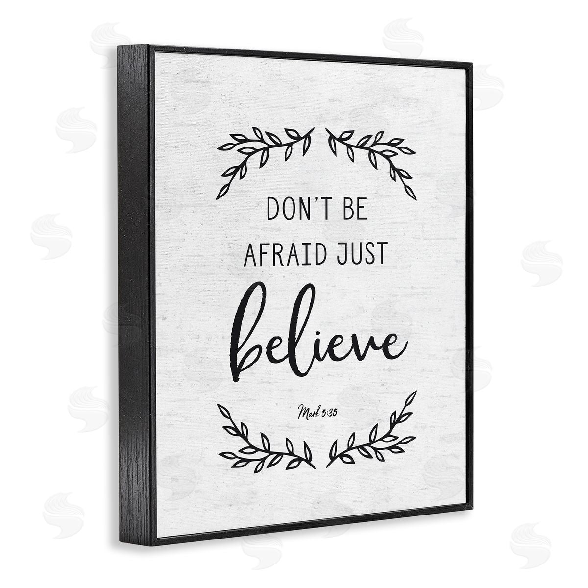 Lettered and Lined Encouraging Scripture Verse Quote Casual Leaf Sprigs Black Framed Giclee Wall Art Print