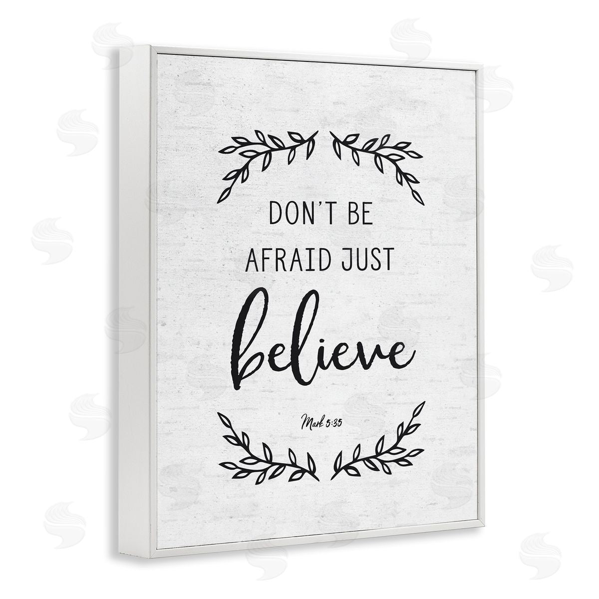 Lettered and Lined Encouraging Scripture Verse Quote Casual Leaf Sprigs White Framed Giclee Wall Art Print