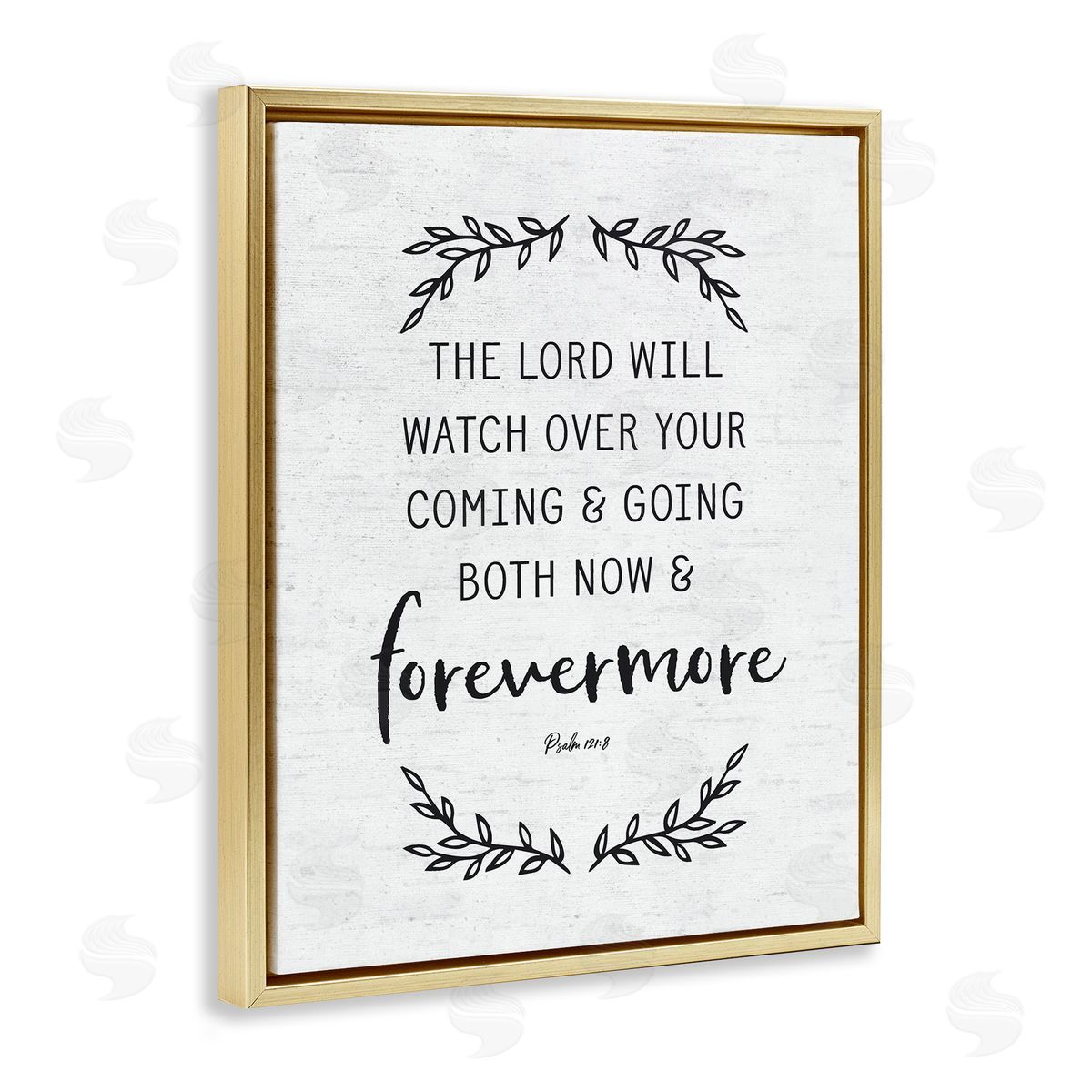 Lettered and Lined Religious Scripture Prayer Comforting Typography Sign Gold Floating Frame Canvas Wall Art Print