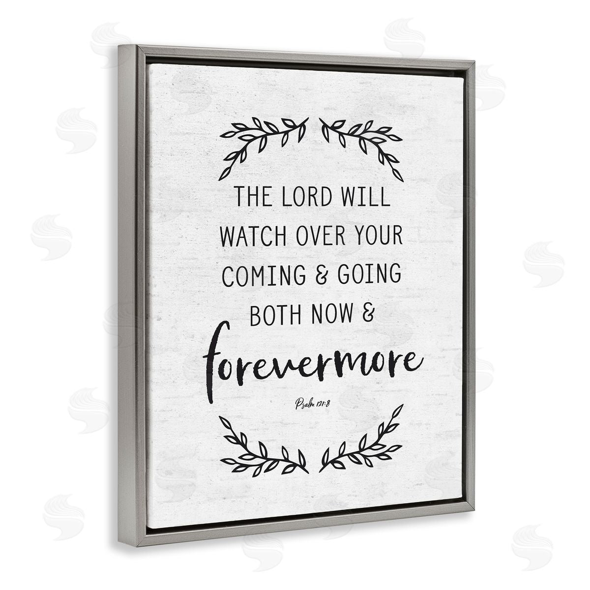 Lettered and Lined Religious Scripture Prayer Comforting Typography Sign Gray Floating Frame Canvas Wall Art Print