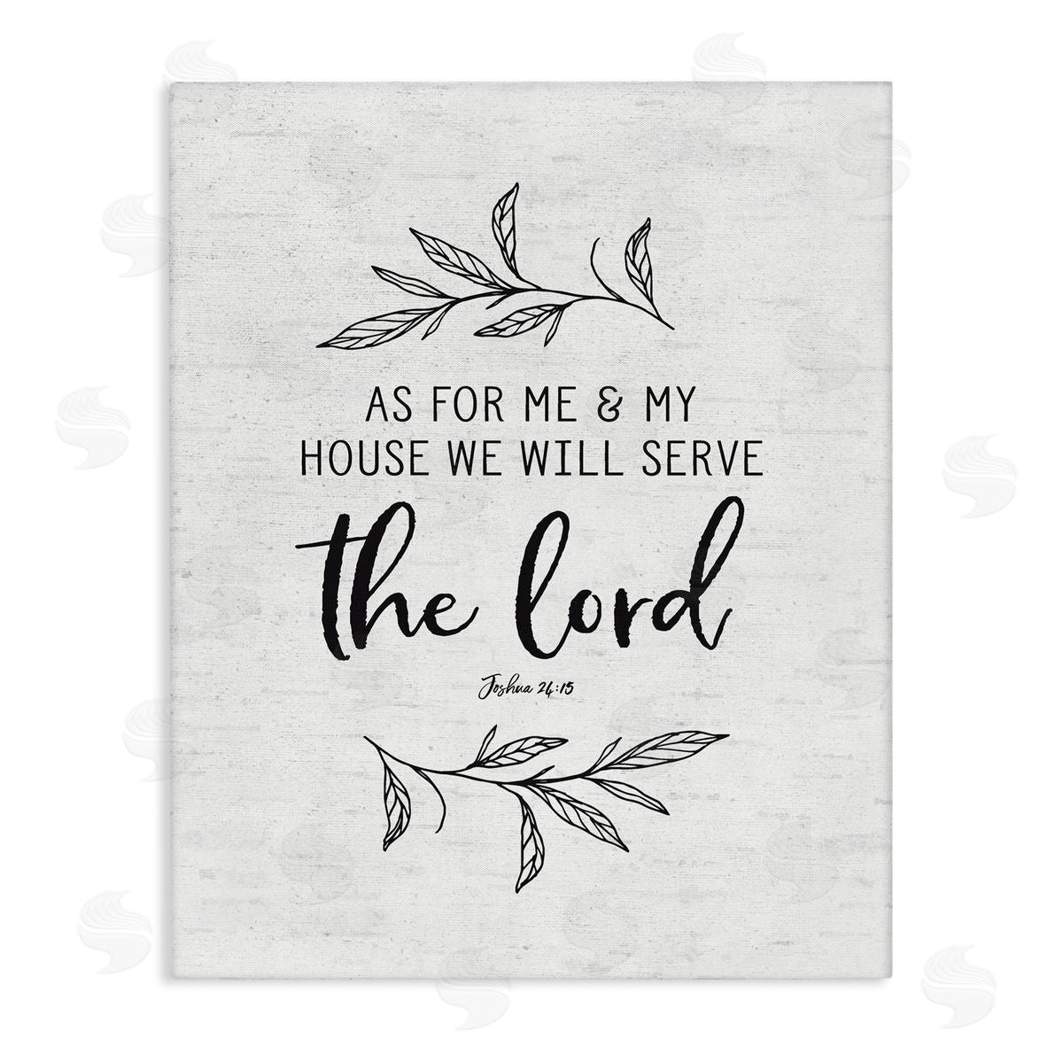 Lettered and Lined Serve The Lord Spiritual Scripture Rustic Botanicals Stretched Canvas Wall Art Print