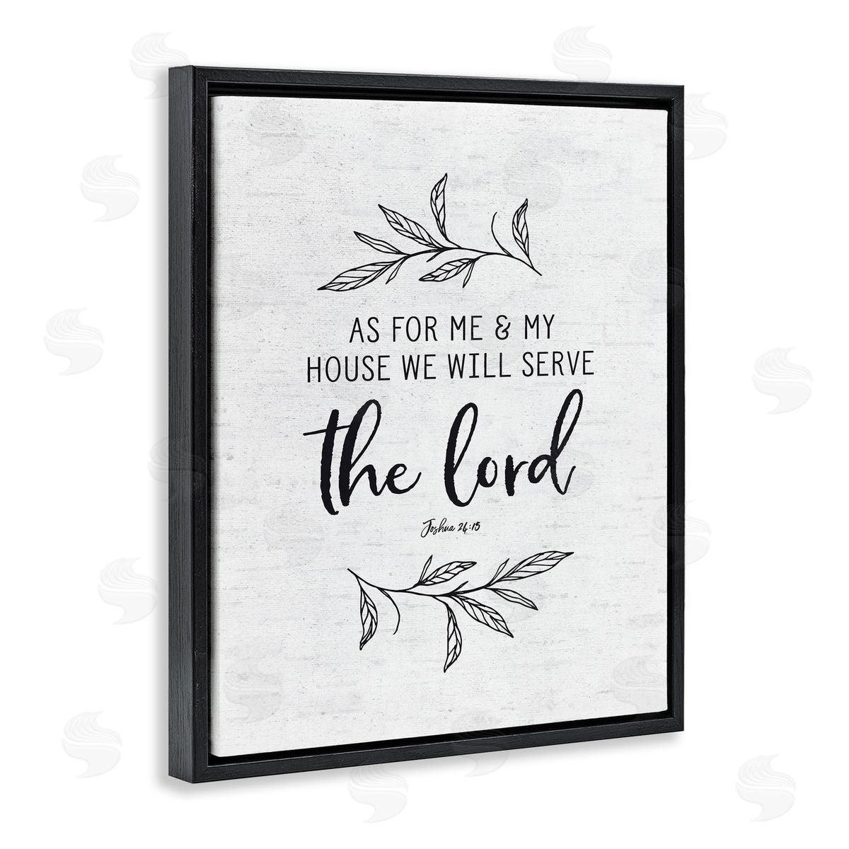 Lettered and Lined Serve The Lord Spiritual Scripture Rustic Botanicals Black Floating Frame Canvas Wall Art Print