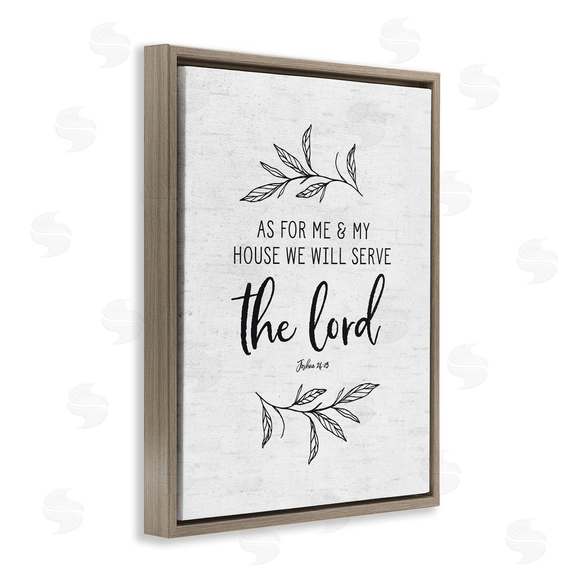 Lettered and Lined Serve The Lord Spiritual Scripture Rustic Botanicals Brown Floating Frame Canvas Wall Art Print
