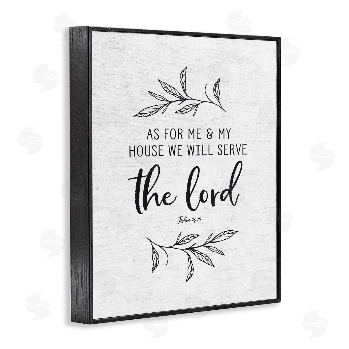 Lettered and Lined Serve The Lord Spiritual Scripture Rustic Botanicals Black Framed Giclee Wall Art Print