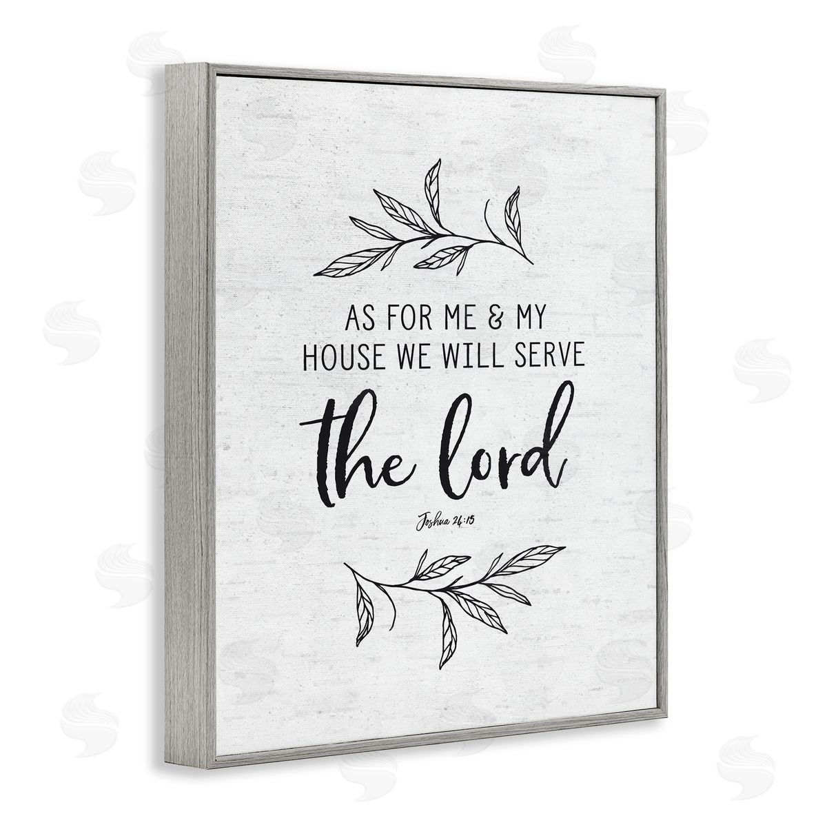 Lettered and Lined Serve The Lord Spiritual Scripture Rustic Botanicals Gray Framed Giclee Wall Art Print