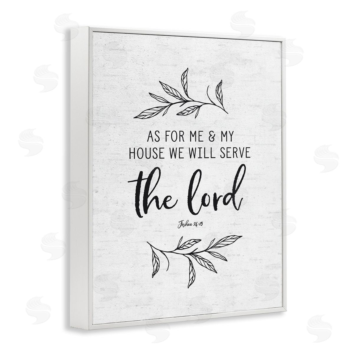 Lettered and Lined Serve The Lord Spiritual Scripture Rustic Botanicals White Framed Giclee Wall Art Print