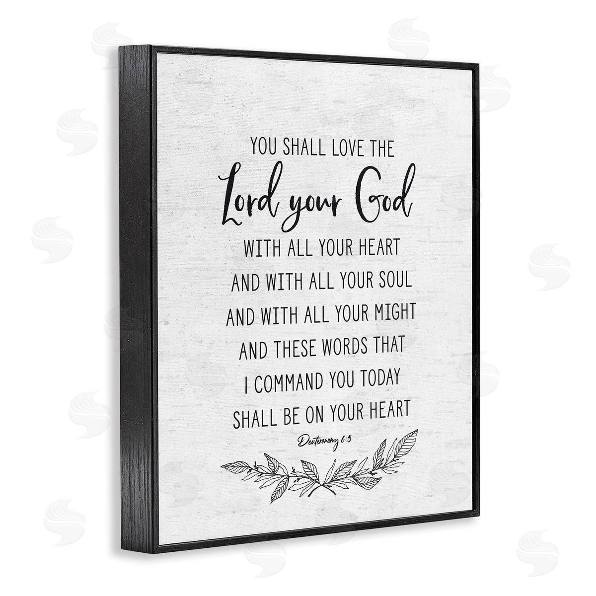 Lettered and Lined Rustic Religious Scripture Verse White Grain Pattern Black Framed Giclee Wall Art Print