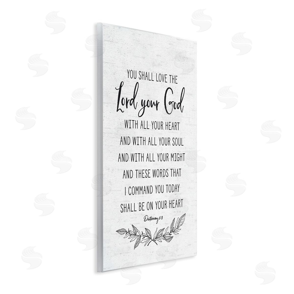 Lettered and Lined Rustic Religious Scripture Verse White Grain Pattern Wall Plaque Art Print