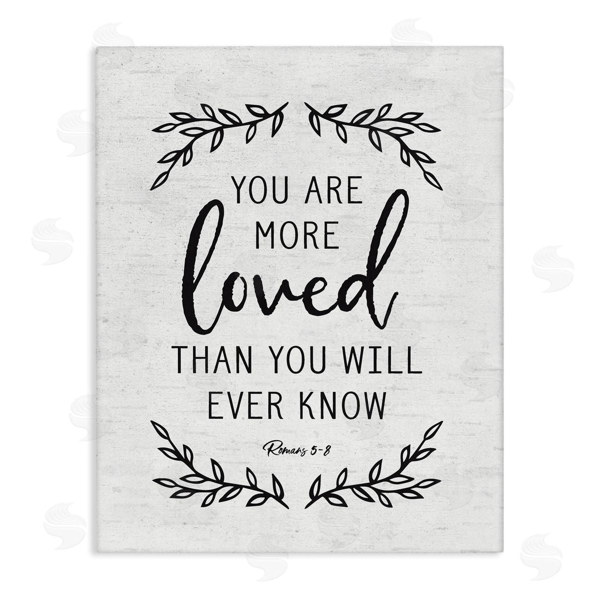 Lettered and Lined You Are Loved Bible Verse Scripture Religious Quote Stretched Canvas Wall Art Print