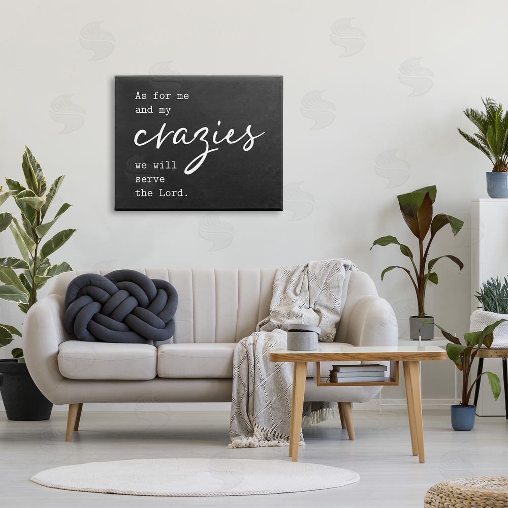 Lettered and Lined Religious Family Quote Serve The Lord Humorous Phrase Canvas Wall Art Print in Room
