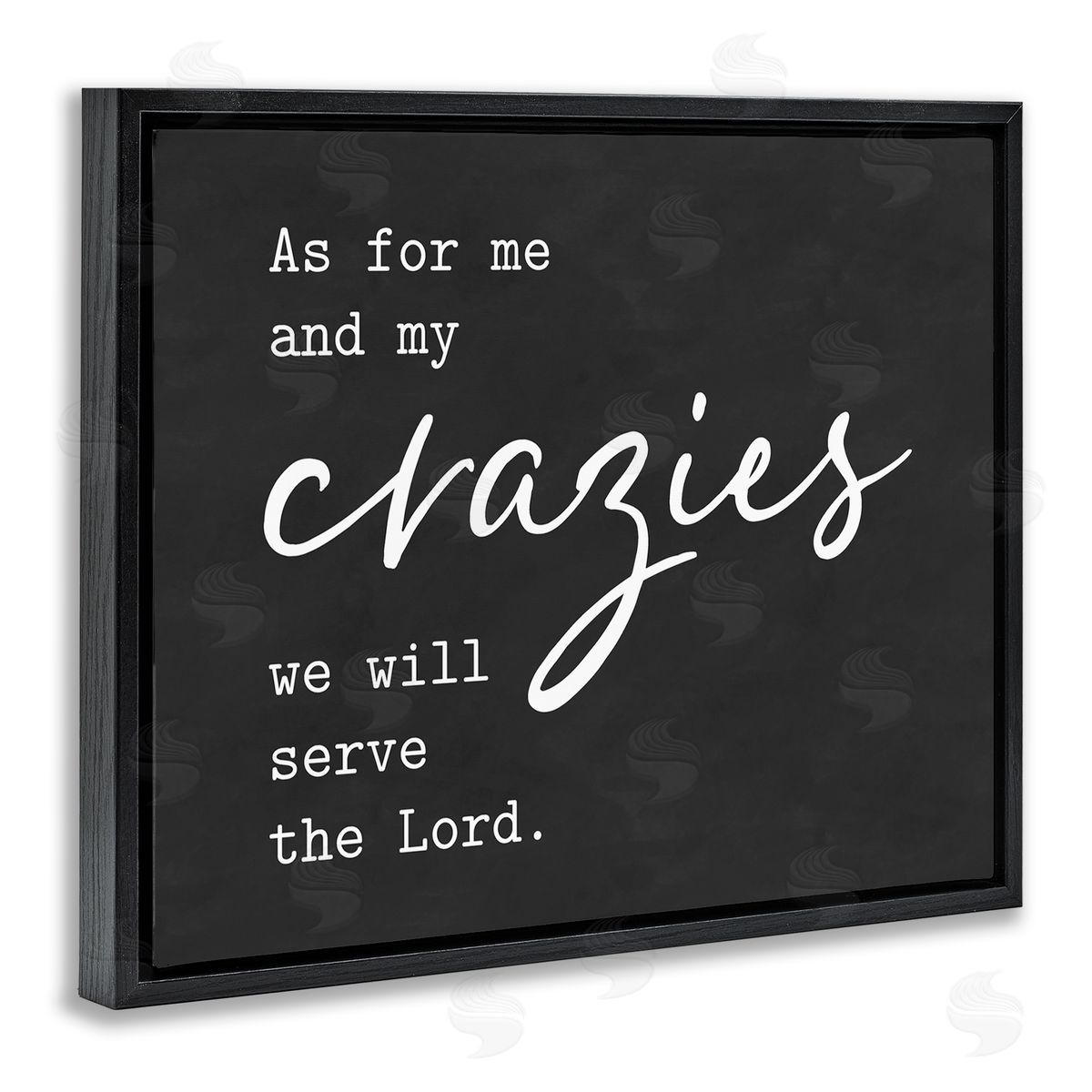 Lettered and Lined Religious Family Quote Serve The Lord Humorous Phrase Black Floating Frame Canvas Wall Art Print