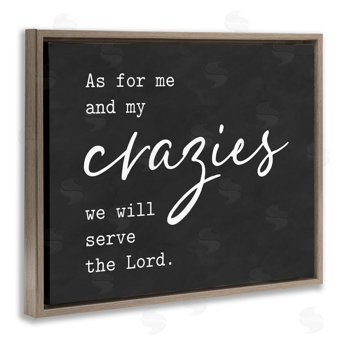 Lettered and Lined Religious Family Quote Serve The Lord Humorous Phrase Brown Floating Frame Canvas Wall Art Print