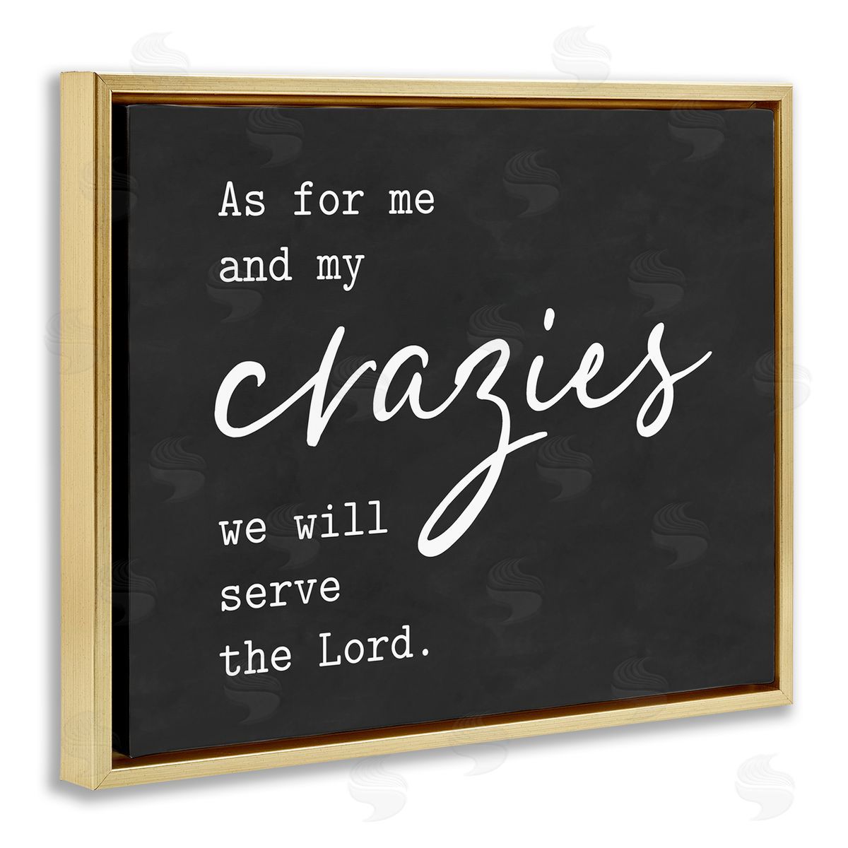 Lettered and Lined Religious Family Quote Serve The Lord Humorous Phrase Gold Floating Frame Canvas Wall Art Print