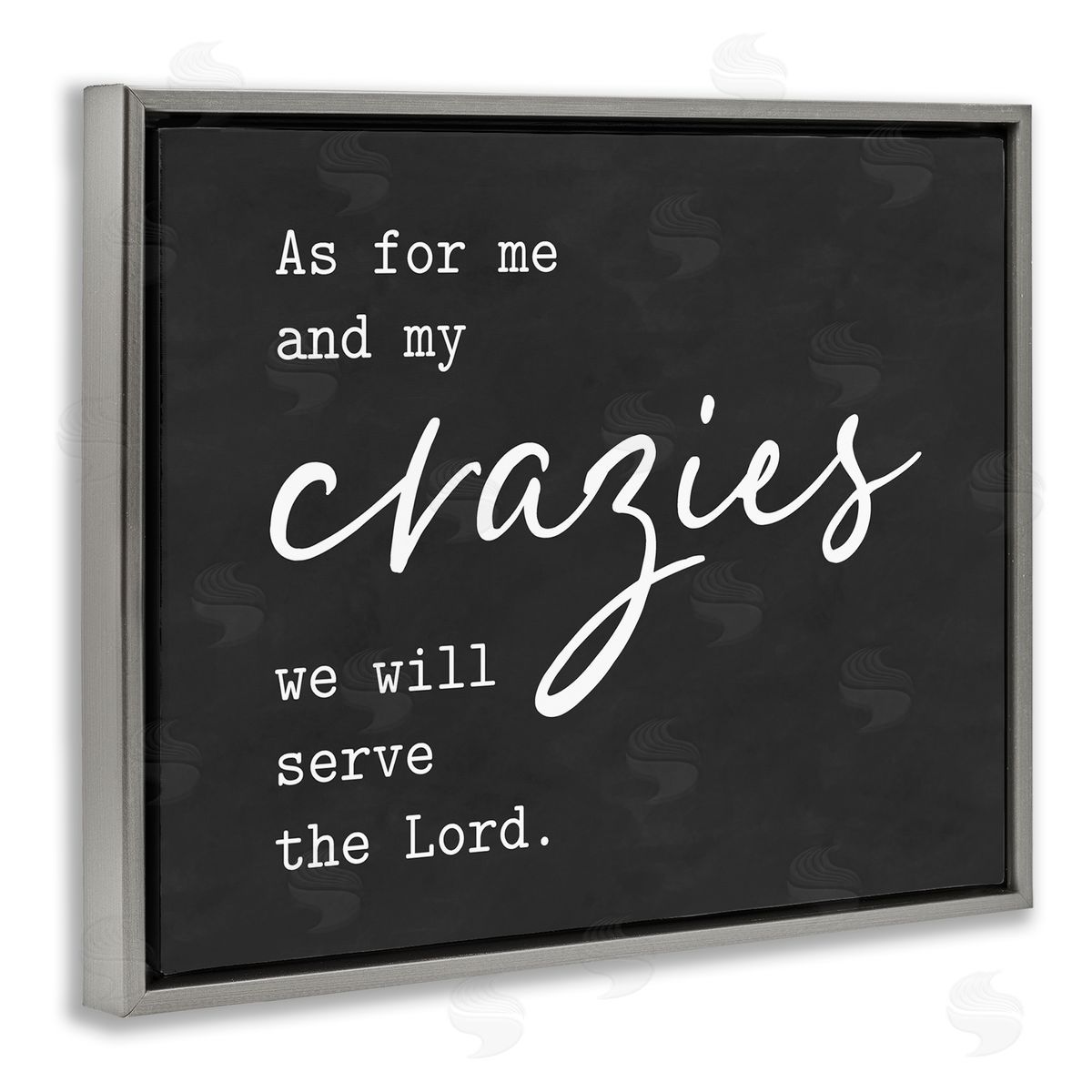 Lettered and Lined Religious Family Quote Serve The Lord Humorous Phrase Gray Floating Frame Canvas Wall Art Print