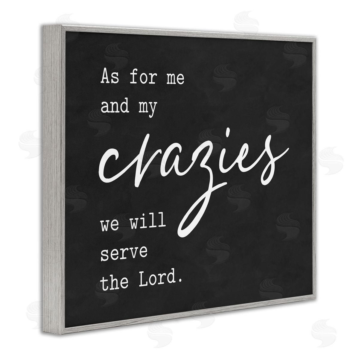 Lettered and Lined Religious Family Quote Serve The Lord Humorous Phrase Gray Framed Giclee Wall Art Print