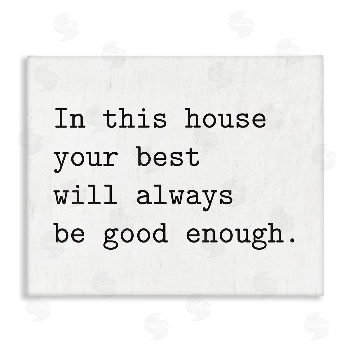 Lettered and Lined In This House Encouraging Family Quote Sign Stretched Canvas Wall Art Print