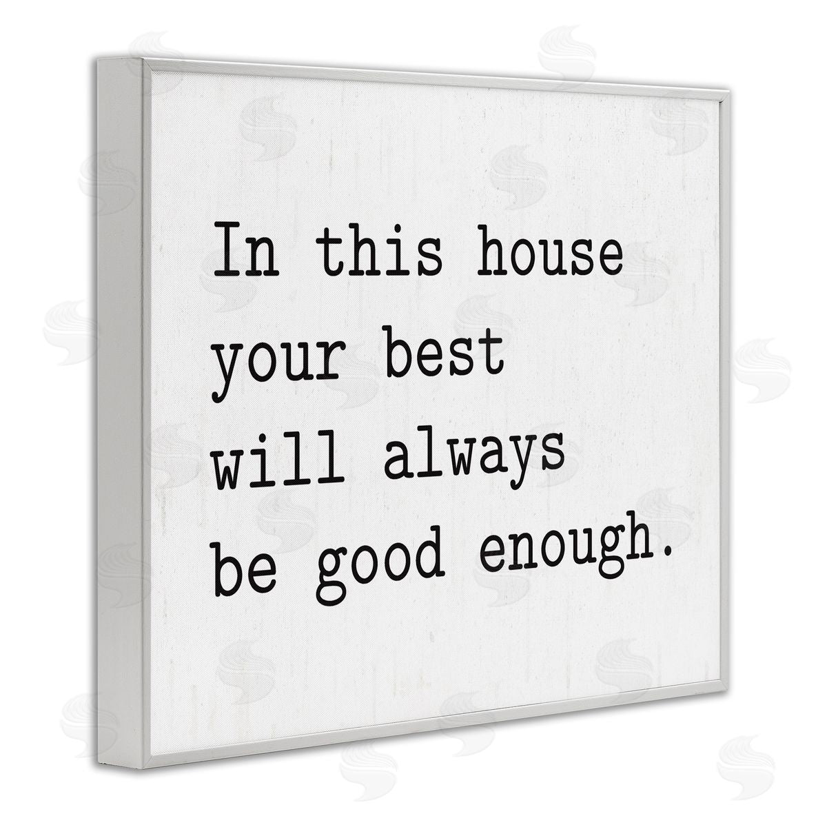 Lettered and Lined In This House Encouraging Family Quote Sign White Framed Giclee Wall Art Print
