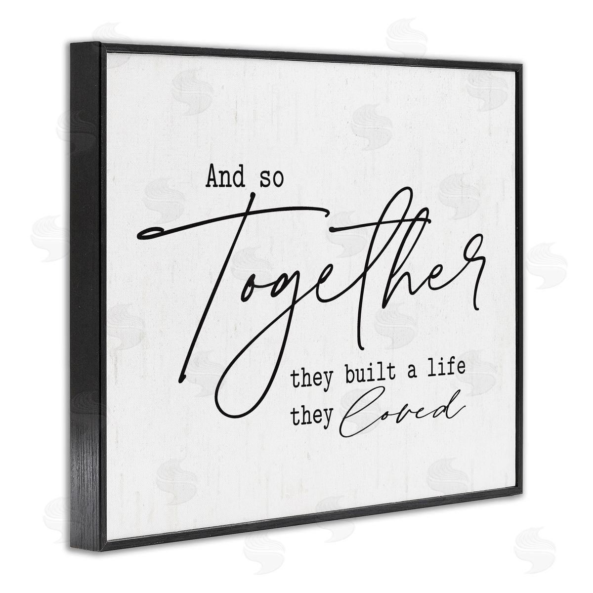 Lettered and Lined Romantic Together Quote Casual Birch Pattern Calligraphy Black Framed Giclee Wall Art Print