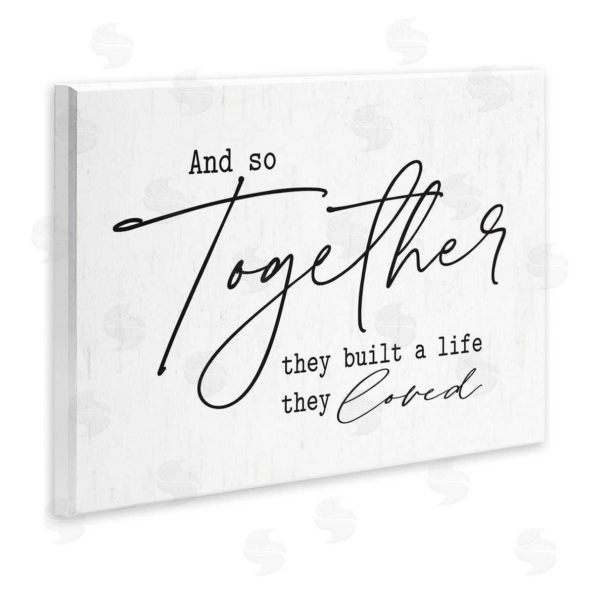 Lettered and Lined Romantic Together Quote Casual Birch Pattern Calligraphy Wall Plaque Art Print