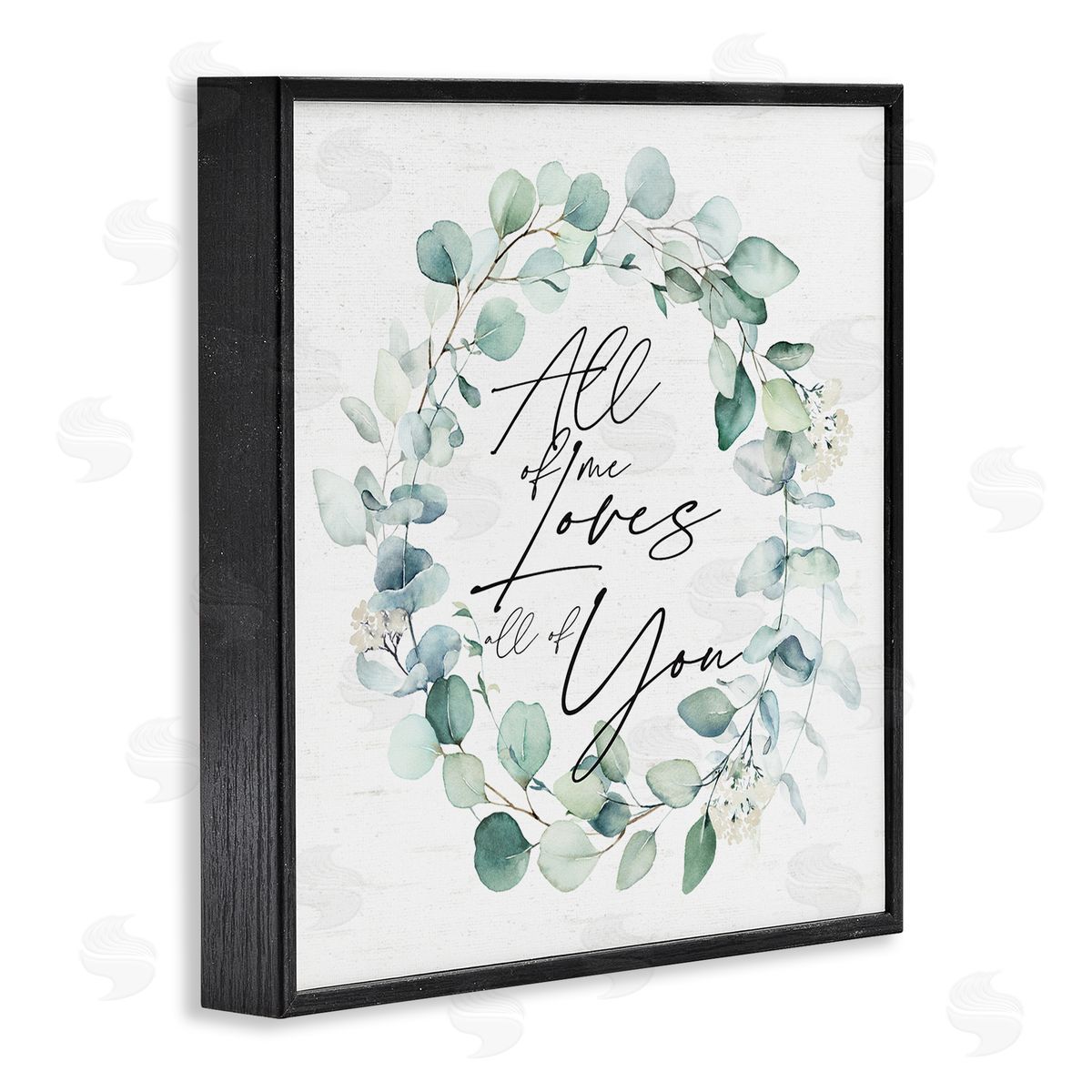 Lettered and Lined Love You Romantic Couple Botanical Plant Wreath Black Framed Glicee Wall Art Print