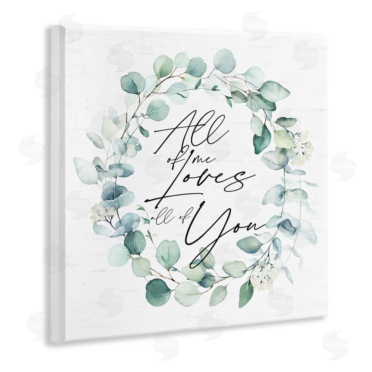 Lettered and Lined Love You Romantic Couple Botanical Plant Wreath Wooden Wall Plaque Art Print