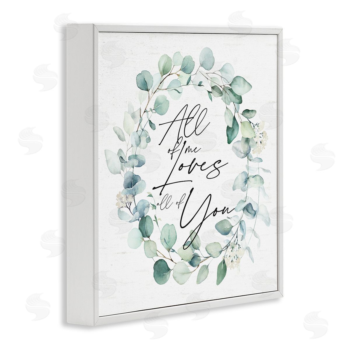 Lettered and Lined Love You Romantic Couple Botanical Plant Wreath White Framed Glicee Wall Art Print