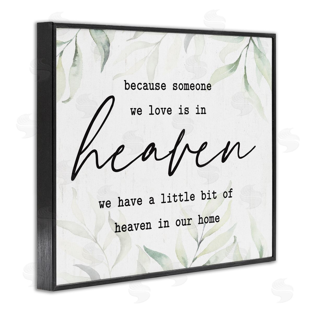Lettered and Lined Heaven In Our Home Tropical Plant Leaves Black Framed Giclee Wall Art Print