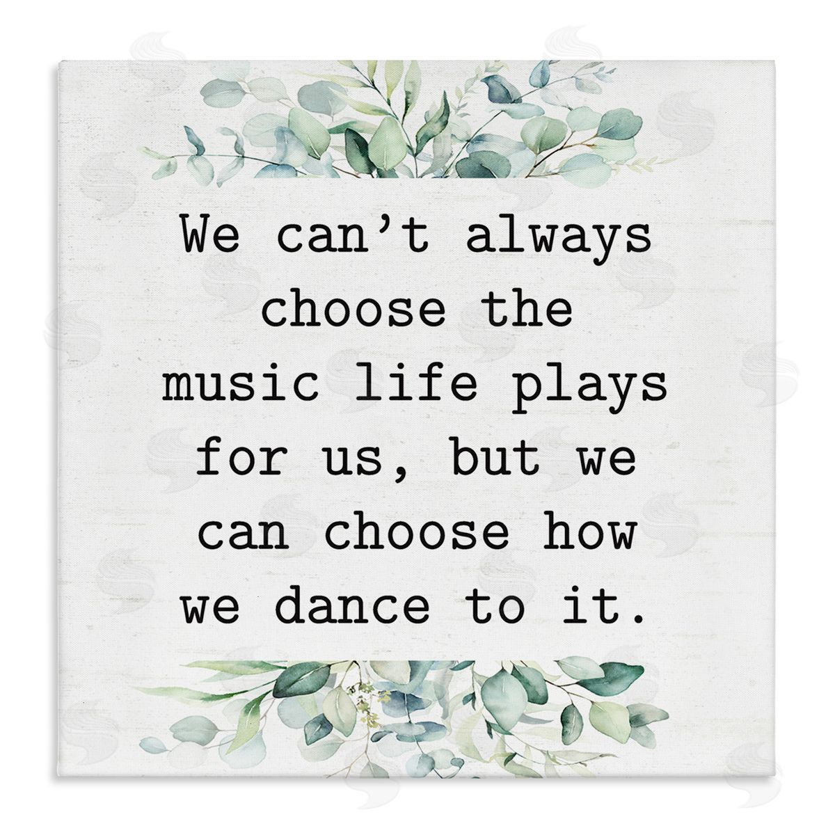 Lettered and Lined Inspirational Music Life Quote Mixed Botanicals Arrangement Stretched Canvas Wall Art Print
