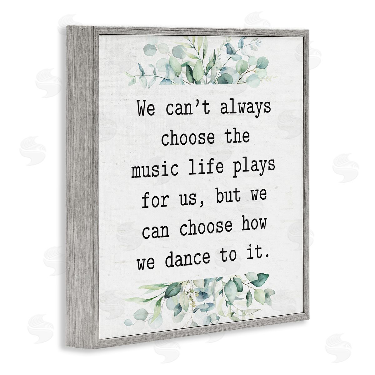 Lettered and Lined Inspirational Music Life Quote Mixed Botanicals Arrangement Gray Framed Glicee Wall Art Print