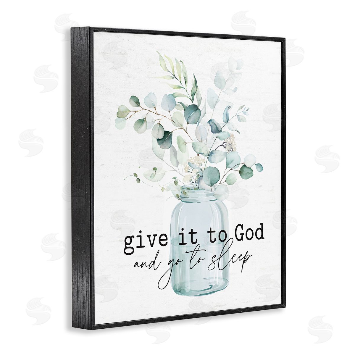 Lettered and Lined Give It To God Varied Botanical Plants Bouquet Black Framed Giclee Wall Art Print