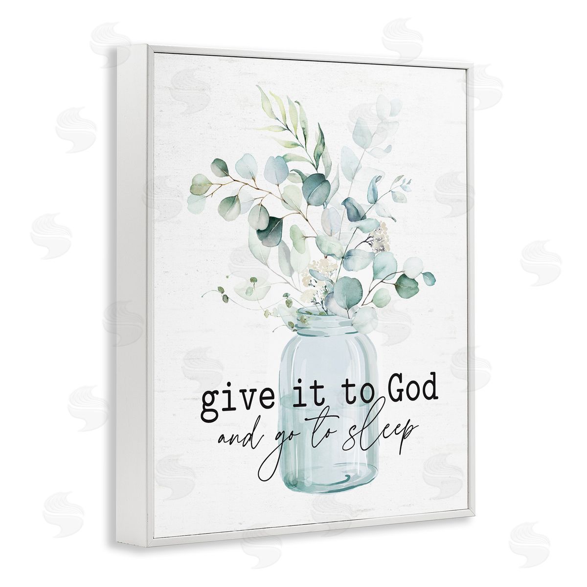 Lettered and Lined Give It To God Varied Botanical Plants Bouquet White Framed Giclee Wall Art Print